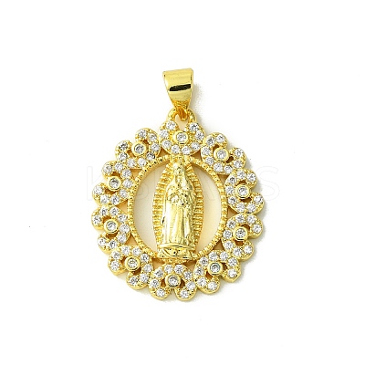 Real 18K Gold Plated Brass Micro Pave Cubic Zirconia Pendants KK-H472-33G-01-1