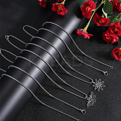 10Pcs 304 Stainless Steel Box Chain Necklaces NJEW-BBC0001-11B-1