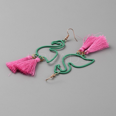 Alloy Flamingo Chandelier Earrings EJEW-WH0010-55A-1