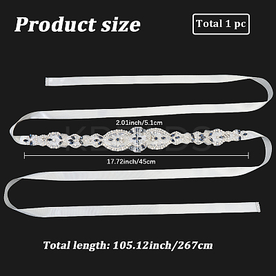 Flower Full Crystal & Montana Rhinestone Handmade Bridal Belts for Wedding Dresses AJEW-WH20006-233A-02-1
