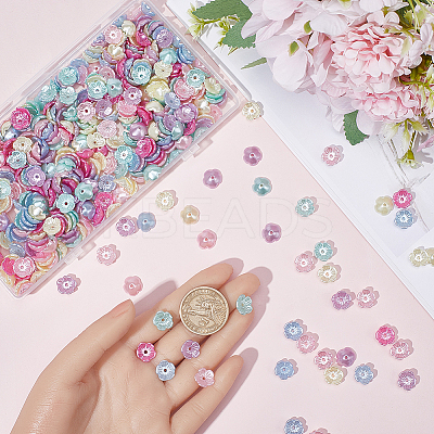 500PCS 5-Petal ABS Plastic Imitation Pearl Bead Caps KY-SC0002-01-1