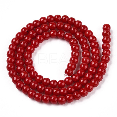Opaque Solid Color Glass Beads Strands GLAA-T032-P4mm-10-1