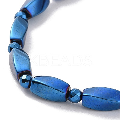 Synthetic Hematite Twist Rectangle Beaded Stretch Bracelet for Men Women G-C006-10-1