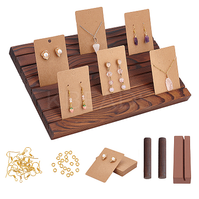 7-Slot Rectangle Wooden Place Earring Display Stands ODIS-FG0001-67A-1