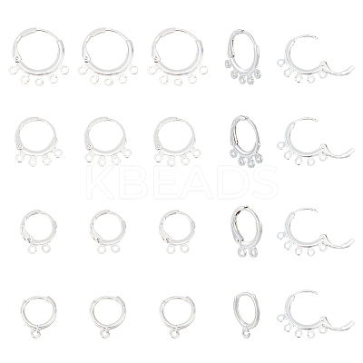 24Pcs 4 Style Rack Plating Eco-friendly Brass Huggie Hoop Earring Findings KK-FH0006-62-1