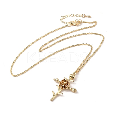 304 Stainless Steel Cross with Flower Pendant Necklaces for Women NJEW-A020-03K-G-1
