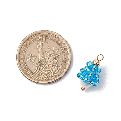 Glass Seed Beaded Teardrop Pendants PALLOY-MZ00636-1