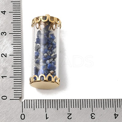 Glass Tube with Natural Lapis Lazuli Chip Beads Inside Pendants LS-FIND-B054-01G-01-1