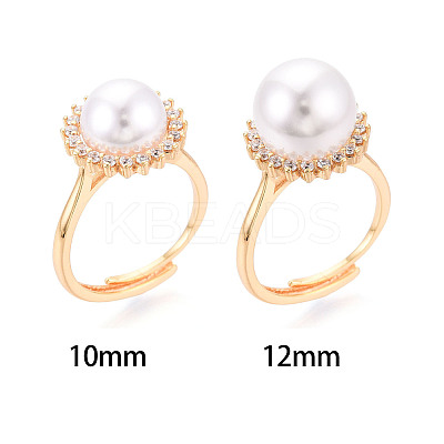 Round Brass Micro Pave Clear Cubic Zirconia Adjustable Ring Settings KK-T076-28G-1