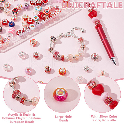 2Set 2 Colors Acrylic & Resin & Polymer Clay Rhinestone European Beads FIND-UN0015-83-1