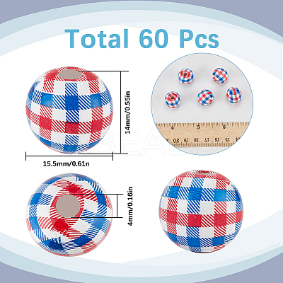60Pcs Independence Day Theme Schima Wood European Beads WOOD-SC0002-01-1