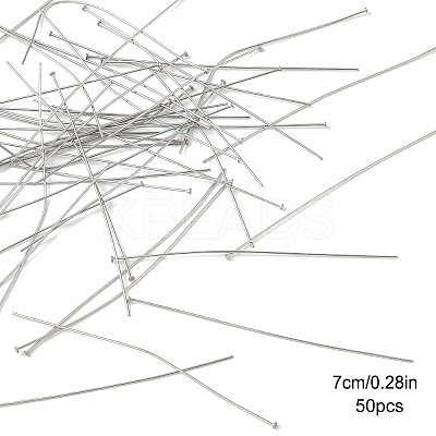 50Pcs 304 Stainless Steel Flat Head Pins STAS-YW0002-73A-1