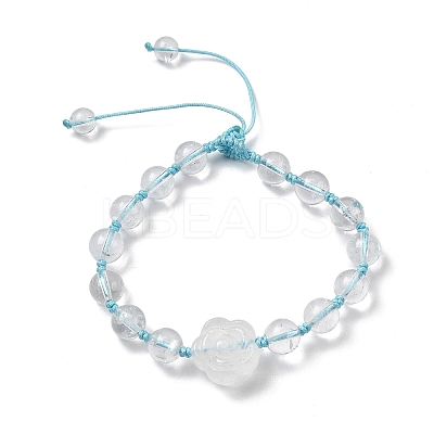 Adjustable Natural Quartz Crystal Braided Bead Bracelets BJEW-L713-A01-1