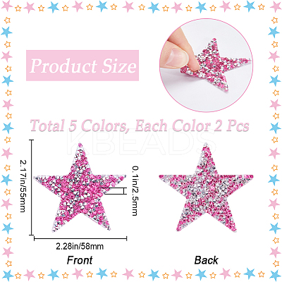 10Pcs 5 Colors Star Hotfix Rhinestone DIY-GF0009-02-1