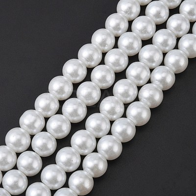 White Glass Pearl Round Loose Beads For Jewelry Necklace Craft Making X-HY-10D-B01-1