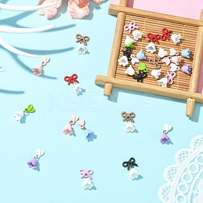 24Pcs 8 Colors Lily of the Valley Alloy Cabochons MRMJ-CJ0001-30-1