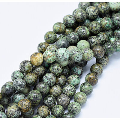 Natural African Turquoise(Jasper) Round Beads Strands G-D665-8mm-1