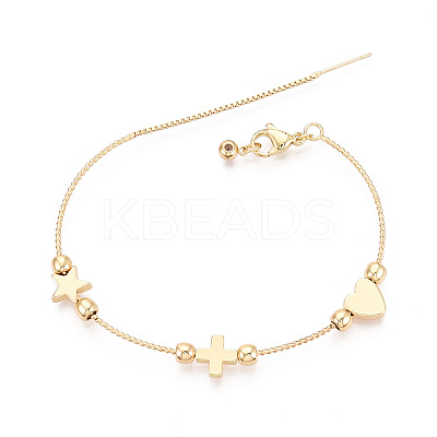 Adjustable Brass Beaded Slider Bracelets for Women BJEW-T022-25G-1