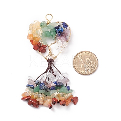 4Pcs 4 Styles Natural & Synthetic Gemstone Chip Big Pendants PALLOY-JF01532-1