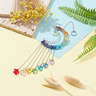 Glass Star Pendant Decoration HJEW-JM01182-01-1