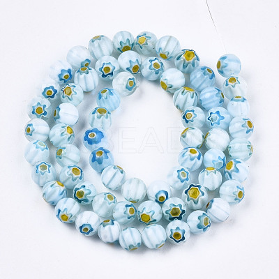 Round Millefiori Glass Beads Strands LK-P001-36-1