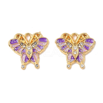 304 Stainless Steel with Crystal Rhinestone Enamel Charms STAS-G358-06G-03-1
