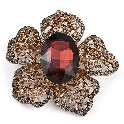 Zinc Alloy Siam Rhinestone Brooch JEWB-U011-03AS-04-1