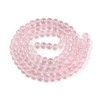 Frosted Transparent Glass Bead Strands GLAA-P065-8mm-03-1