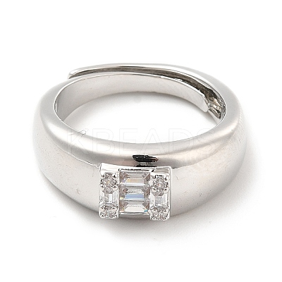 Rack Plating Brass Micro Pave Clear Cubic Zirconia Adjustable Rings RJEW-E064-16P-1