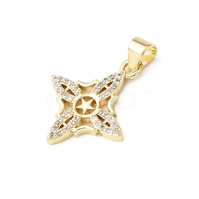 Brass Micro Pave Clear Cubic Zirconia Pendants KK-E799-06F-G-1