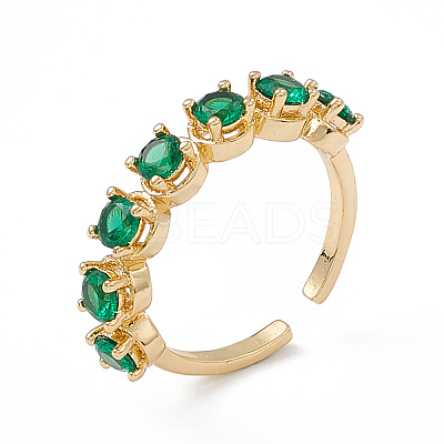 Cubic Zirconia Open Cuff Ring RJEW-P079-07G-02-1