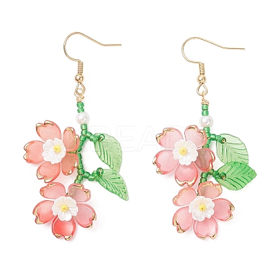 Acrylic Flower Dangle Earrings EJEW-MZ00588-04-1