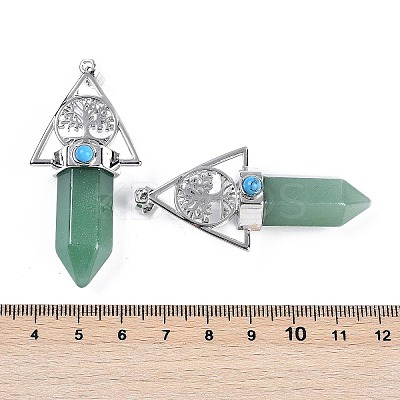 Natural Green Aventurine Faceted Pointed Bullet Big Pendants G-H076-02P-014-1