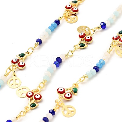 Enamel Cherry with Evil Eye Link Chains CHC-G017-22G-01-1