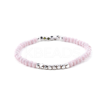 Gold-tone Miyuki Elastic Crystal Beaded Bracelet with Acrylic Tube Beads ST9549968-1