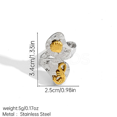 Ocean 304 Stainless Steel Cuff Open Rings FS-WG68FEB-04-1