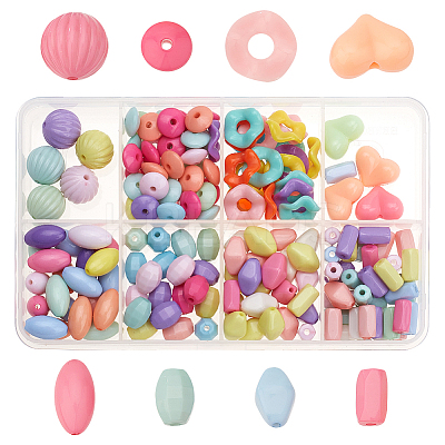 168Pcs 8 Style Opaque Acrylic Beads SACR-GA0001-03-1