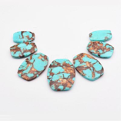 Assembled Bronzite and Synthetic Turquoise Graduated Beads Strands G-P297-T01-1