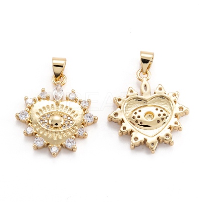 Brass Micro Pave Clear Cubic Zirconia Beads Pendants ZIRC-M114-13G-1