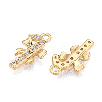 Christmas Theme Brass Micro Pave Clear Cubic Zirconia Charms KK-T073-18G-1