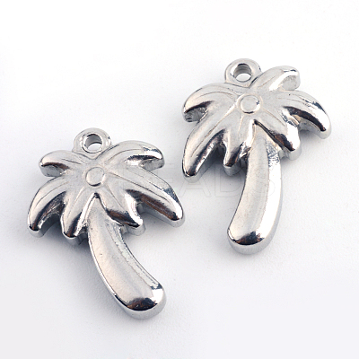 Tarnish Resistant 201 Stainless Steel Palm Tree Pendants STAS-Q192-41-1
