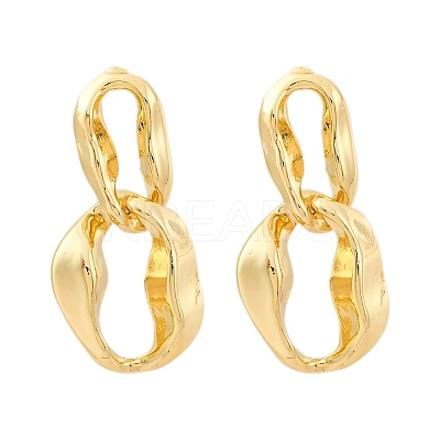Nuggets Brass Dangle Stud Earrings EJEW-R025-13G-1
