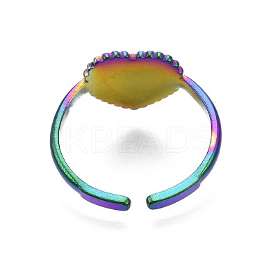 304 Stainless Steel Heart Cuff Ring RJEW-N038-108-1