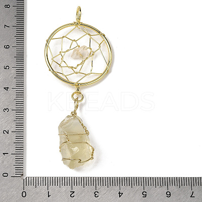 Raw Rough Natural Lemon Quartz Coppwer Wire Wrapped Big Pendants G-G314-02G-03-1