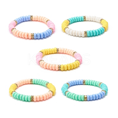 Handmade Polymer Clay Beads Stretch Bracelet for Kid BJEW-JB06870-1