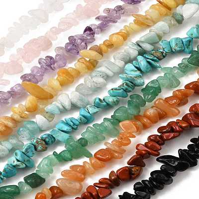 10 Strands 10 Styles Natural & Synthetic Mixed Gemstone Chip Beads Strands G-FS0005-89-1