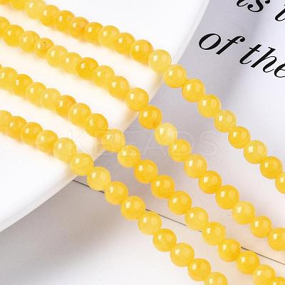 Natural Dyed Yellow Jade Gemstone Bead Strands G-R271-4mm-Y07-1