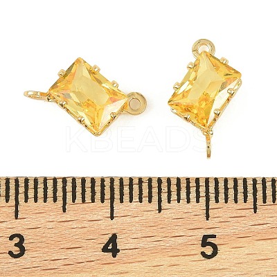 Brass Pave Cubic Zirconia Rectangle Connector Charms KK-P347-05G-02-1