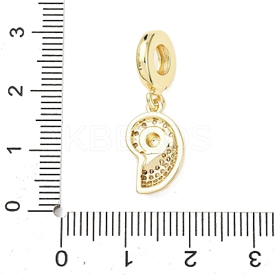 Brass Micro Pave Clear Cubic Zirconia Sea Animal European Dangle Charms KK-B159-04G-03-1