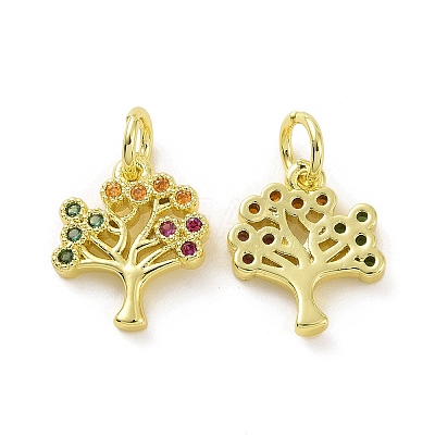Brass Micro Pave Cubic Zirconia Charms KK-E068-VF090-1